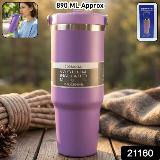 Premium Stainless Steel Vacuum Insulated Travel Mug Tumbler (890ML / 1 Pc / Mix Color)